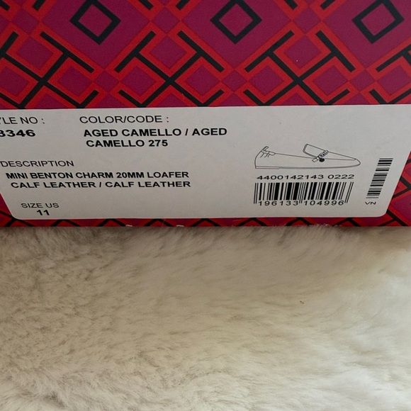 NIB Tory Burch Mini Benton Charm Leather Loafer Aged Camello size 11 - Picture 10 of 12